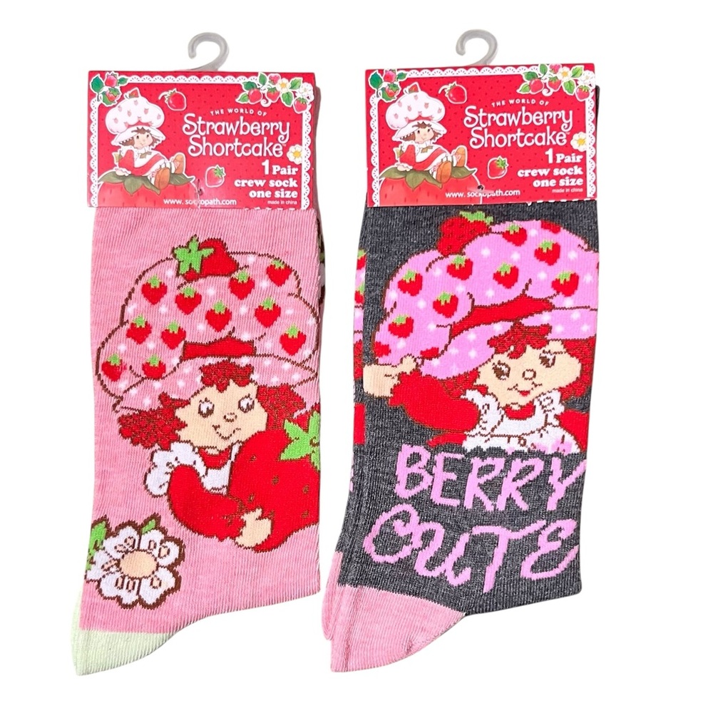 Strawberry Shortcake Crew Socks Set of 2 New